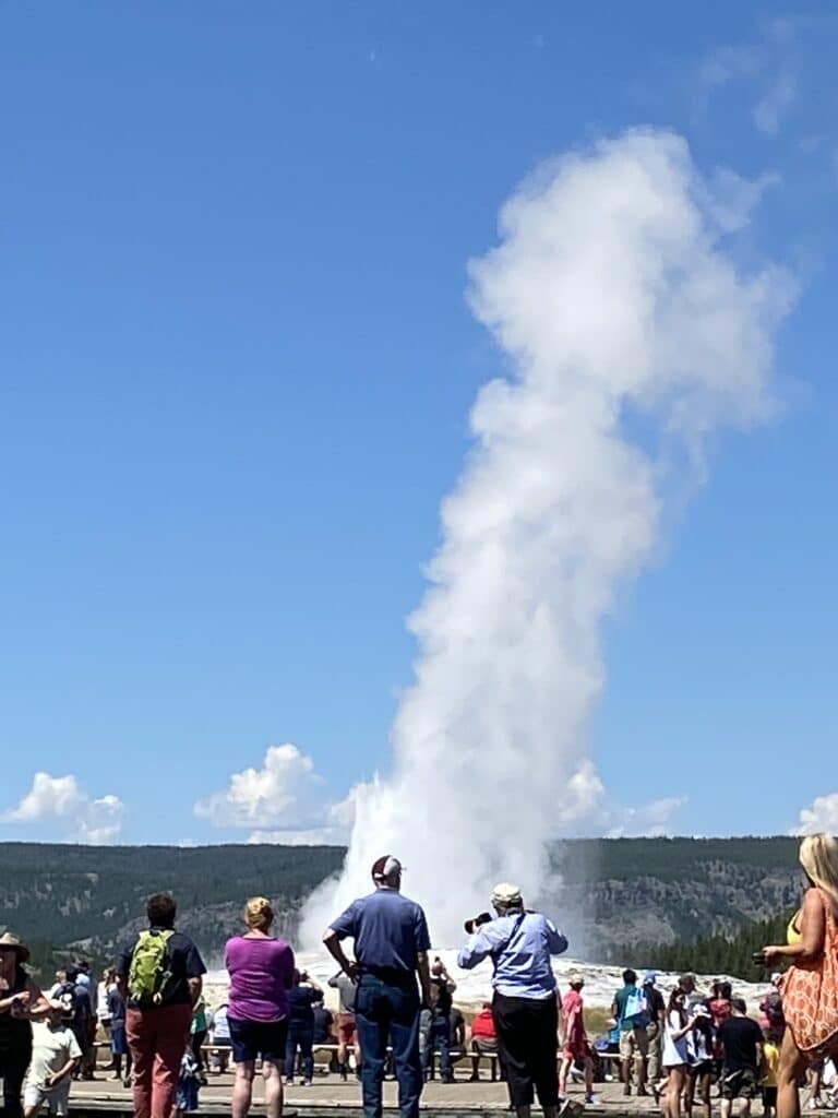 Old Faithful Geyser at Yellowstone National Park - cross country route east to west
