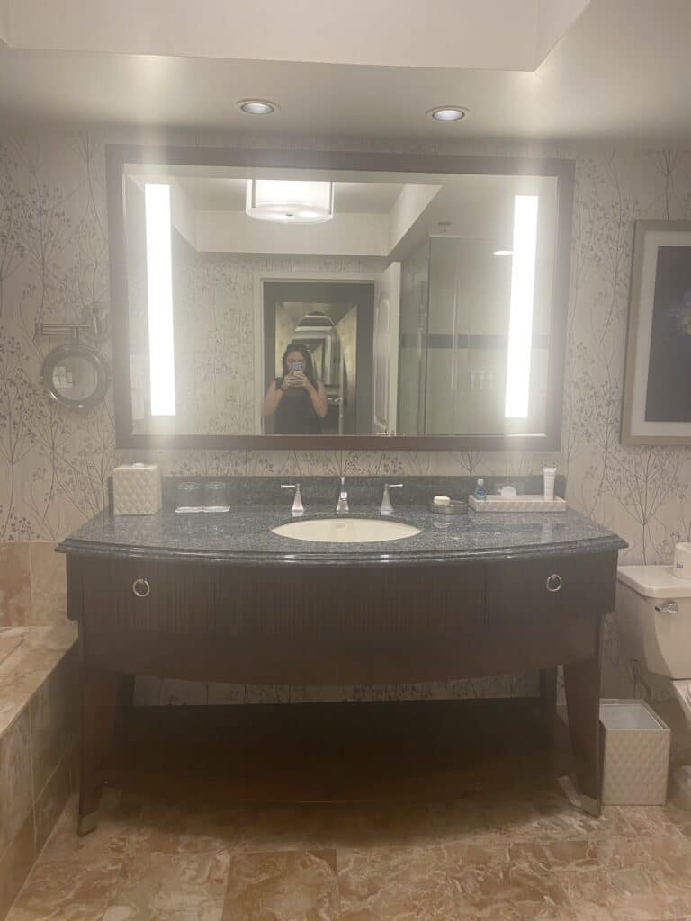 Bellagio Stay Well King Room Tour - large bathroom vanity and mirror