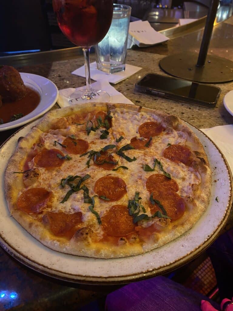 Margherita pizza at Trevi happy hour in Las Vegas