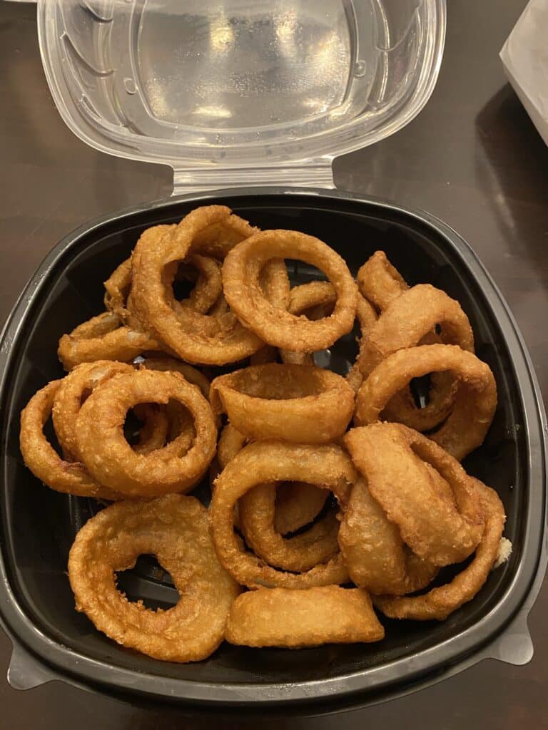 onion rings from the on-site restaurant at Welk Resorts San Diego