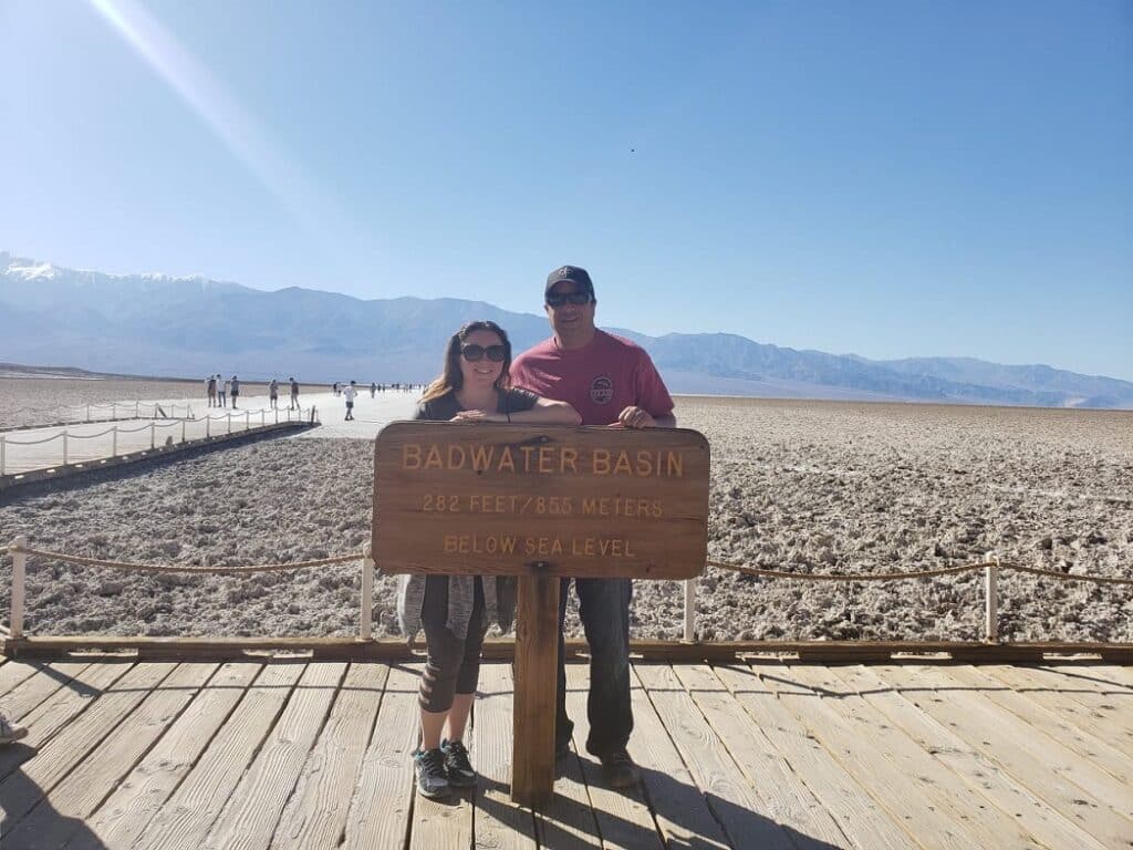 Badwater Basin elevation sign in Death Valley National Park
