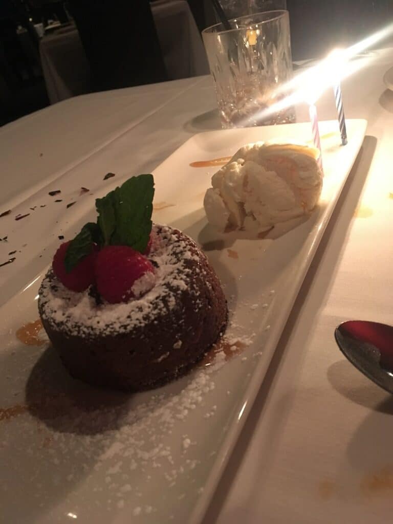 birthday dessert from Morton's Steakhouse