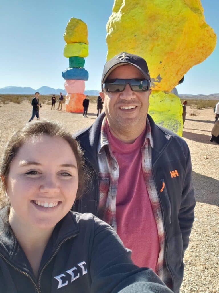 selfie at Seven Magic Mountains outside of Las Vegas