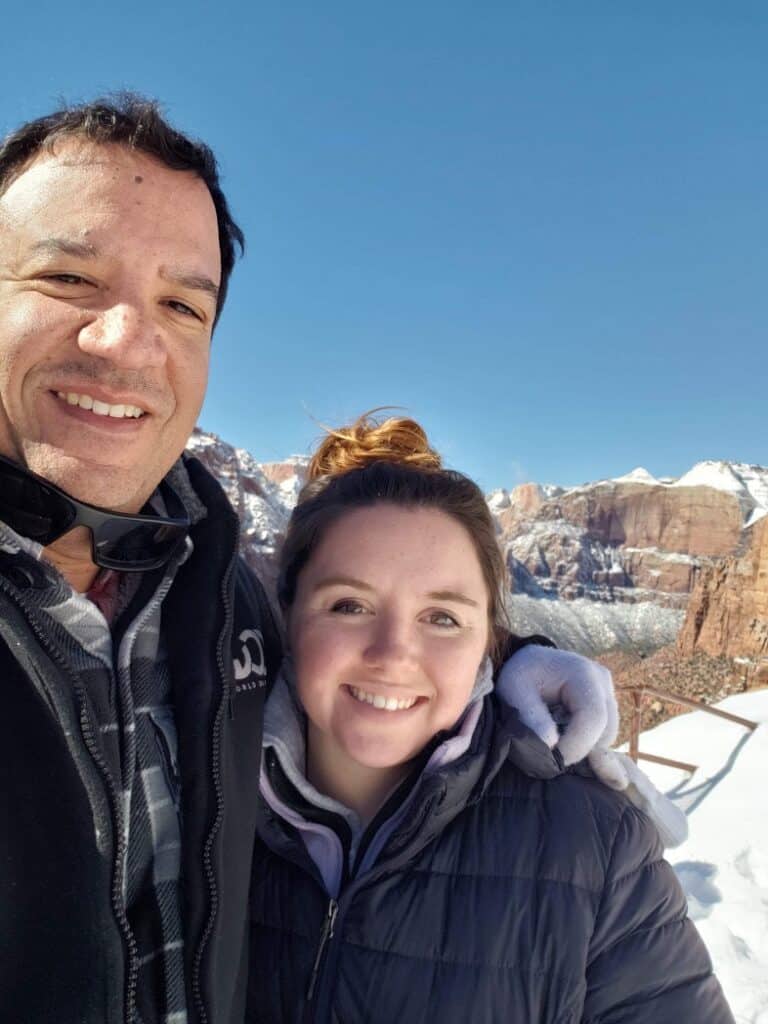 Zion National Park Scenic Overlook Trail in the snow