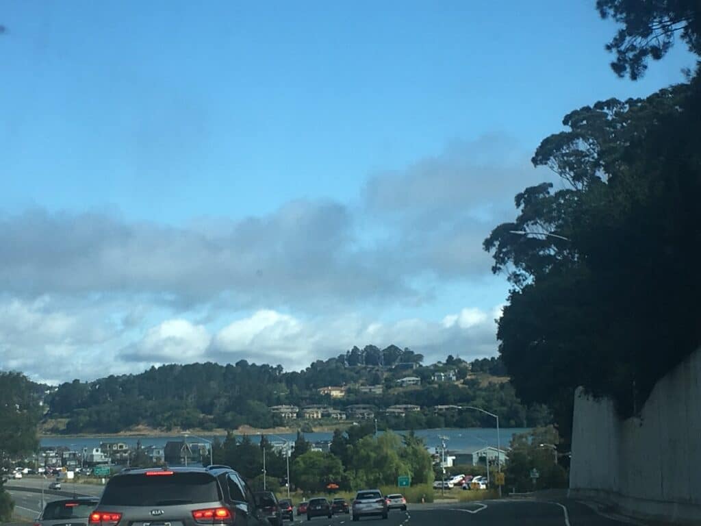 view of Sausalito after driving across the Golden Gate Bridge