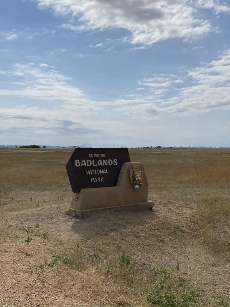 Badlands National Park entrance sign