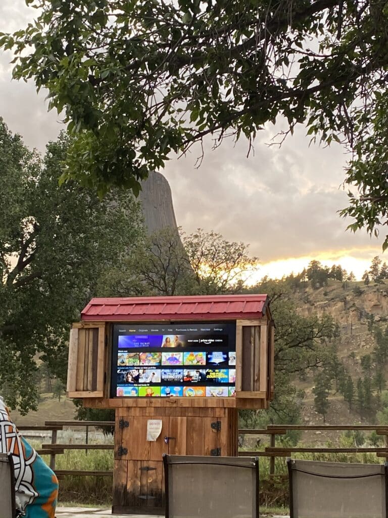 movie night from the KOA outside of Devils Tower