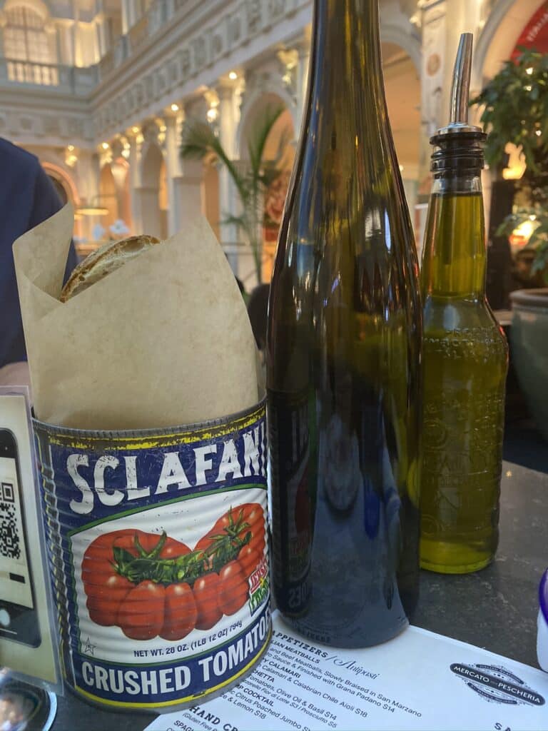 Mercato della Pescheria Complimentary Bread and Olive Oil - Las Vegas Happy Hours