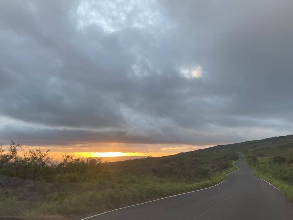sunset on the road to Hana