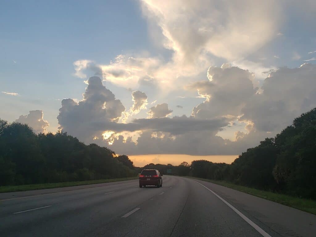 sunset while driving up to Tampa