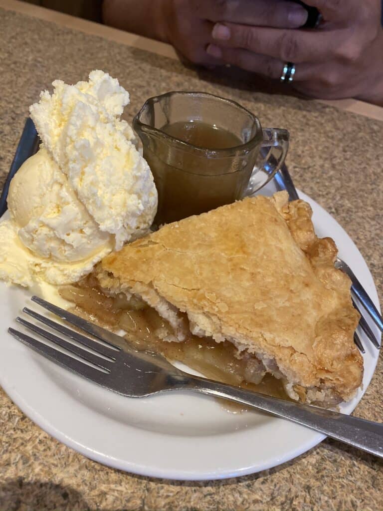 hot apple pie with buttered rum sauce from Thunderbird Restaurant