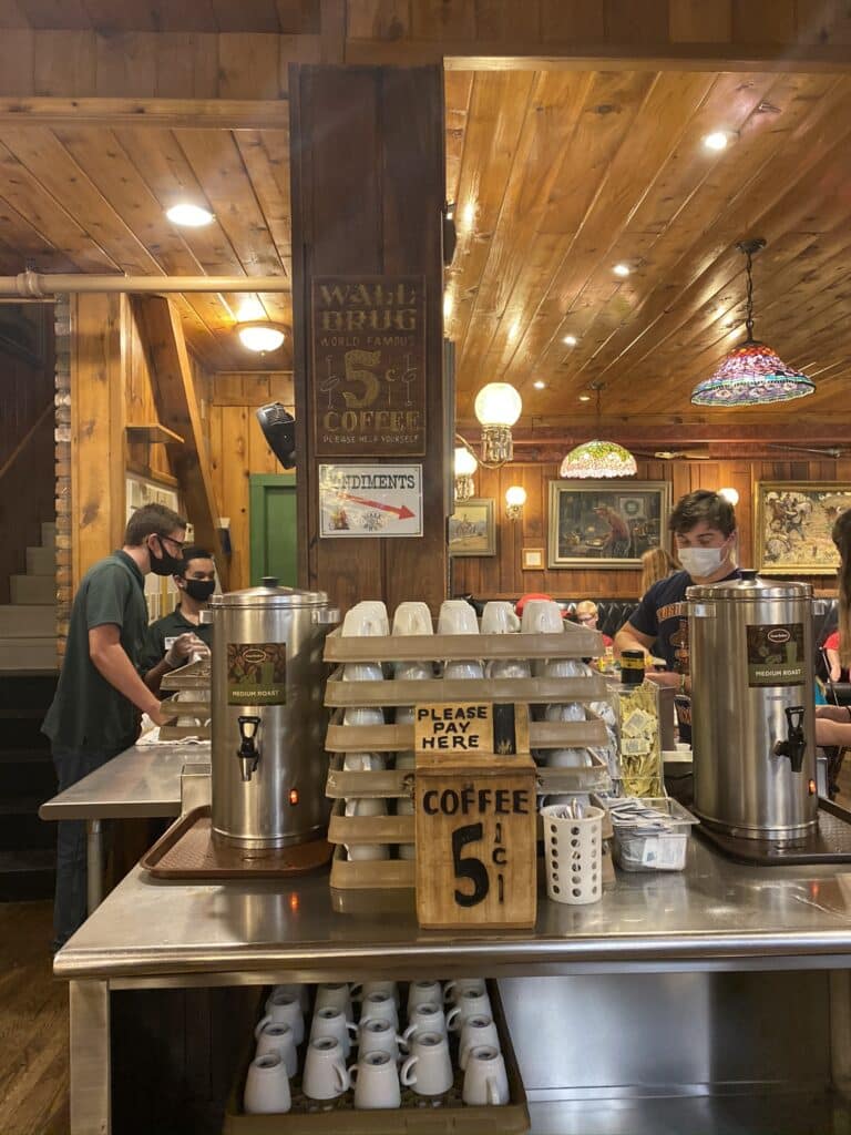 5 cent coffee at Wall Drug