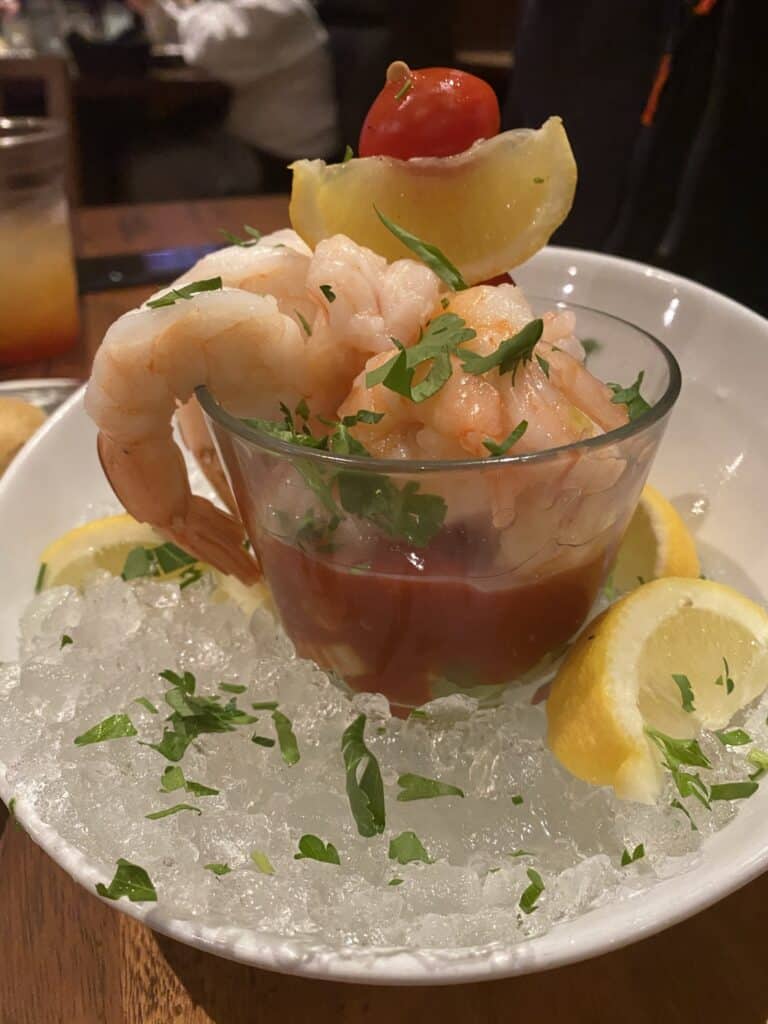shrimp cocktail from Custom House Restaurant