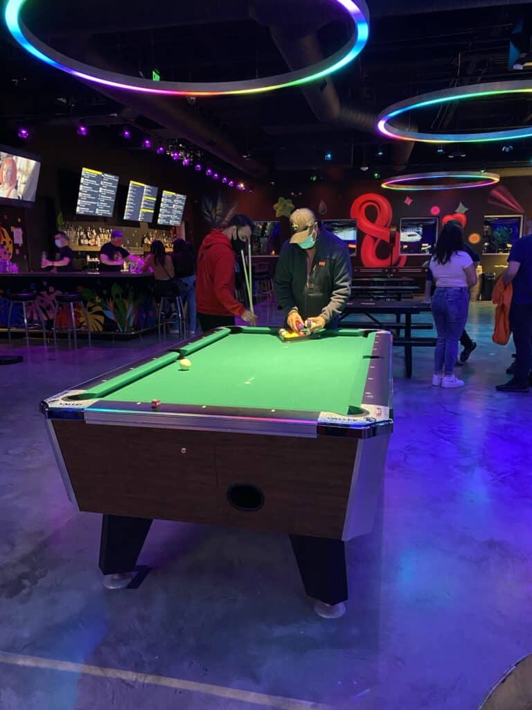 Pool Table at Emporium Arcade inside Area15 in Las Vegas