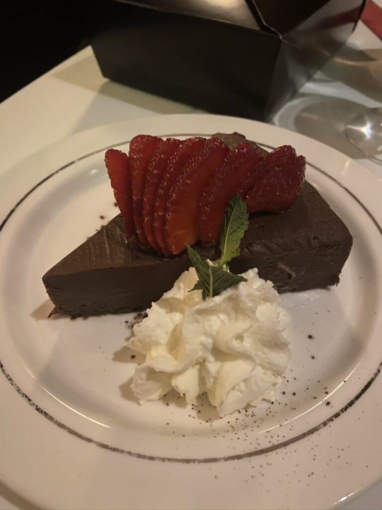 flourless chocolate cake from Lawry's Prime Rib in Las Vegas