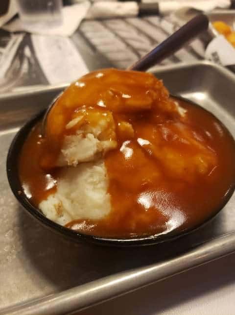side of mashed potatoes and gravy from Sickie's Garage in Las Vegas
