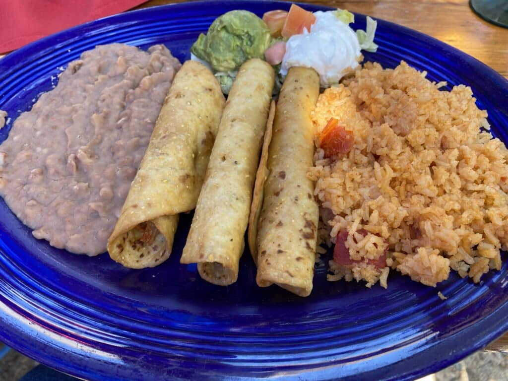 taquitos, beans, and rice from Republic of Texas at San Antonio Riverwalk in Texas