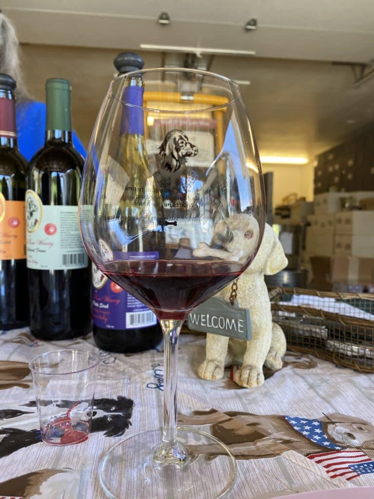 Woof N Rose Winery - wine tasting glass in Ramona