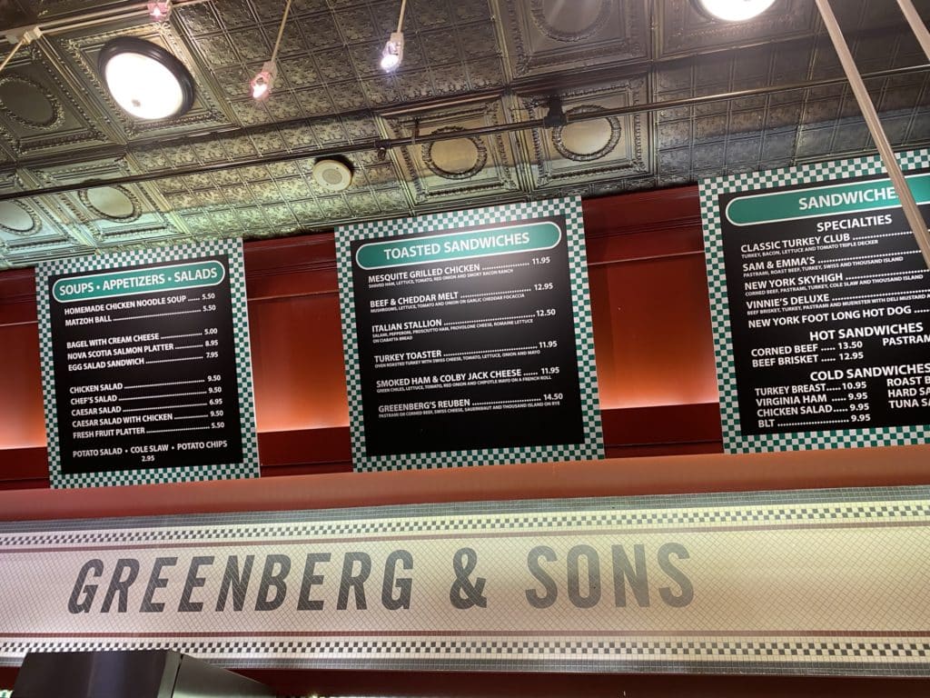 Greenberg's Deli menu