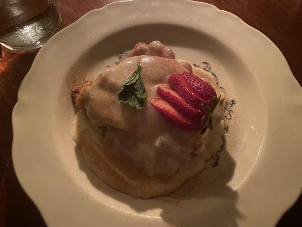 bread pudding from King's Arms Tavern in Colonial Williamsburg