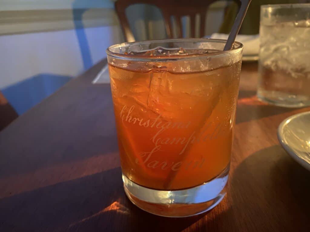 old fashioned from King's Arms Tavern in Colonial Williamsburg