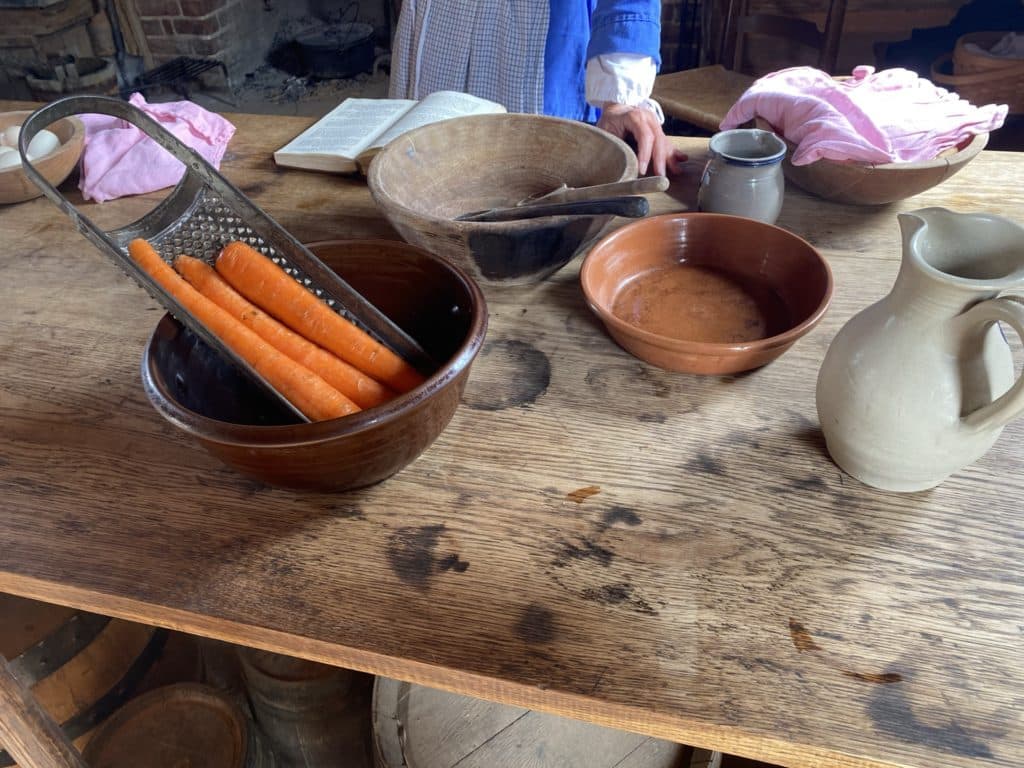 cooking demonstration at the Revolutionary War Museum in Yorktown