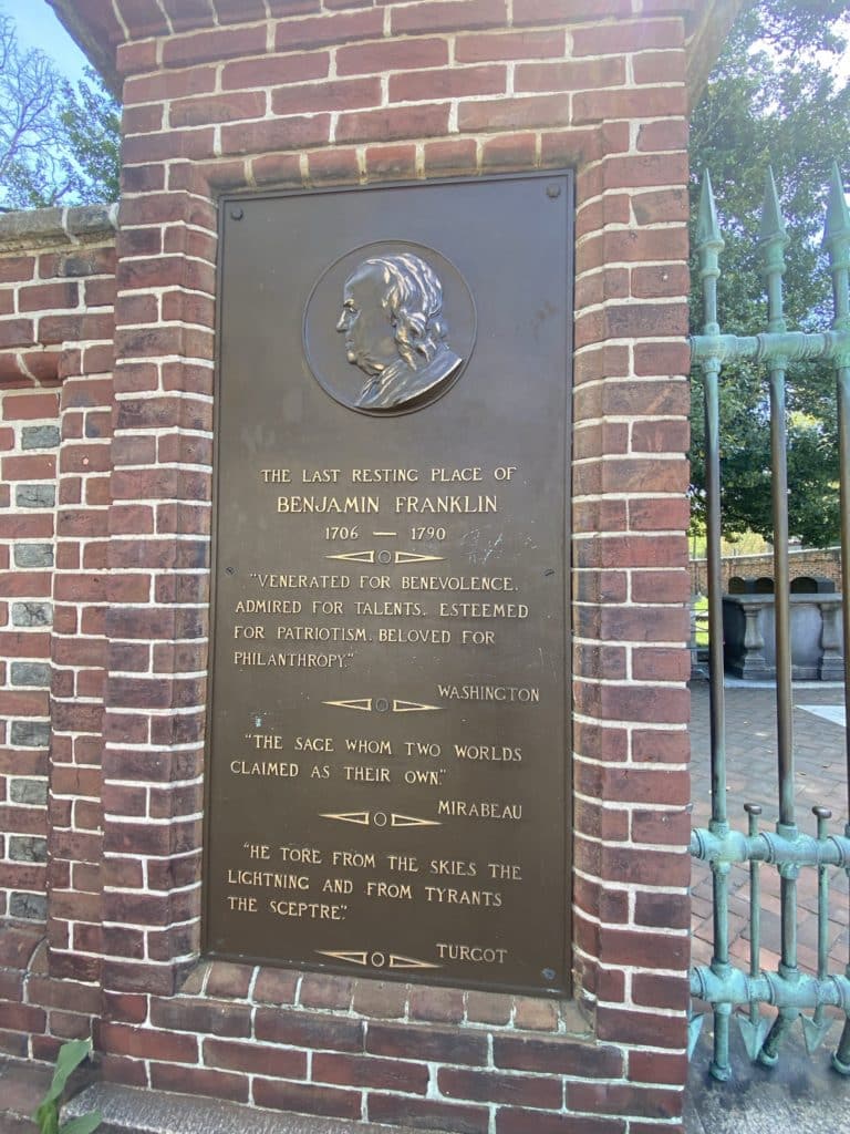 burial site of Benjamin Franklin in Philadelphia