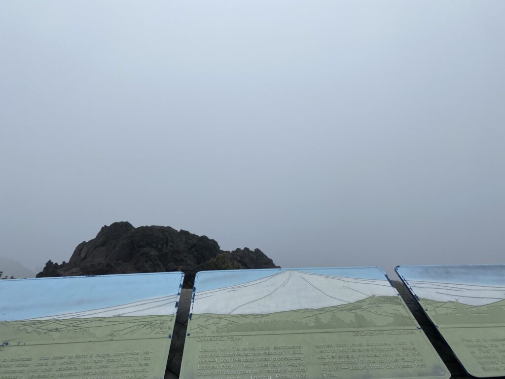 foggy overlook on the Bumpass Hell Trail
