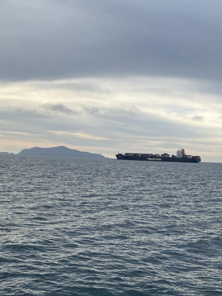 cargo ship passing Anacapa Island 