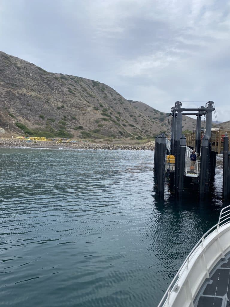 docking at Santa Cruz Island
