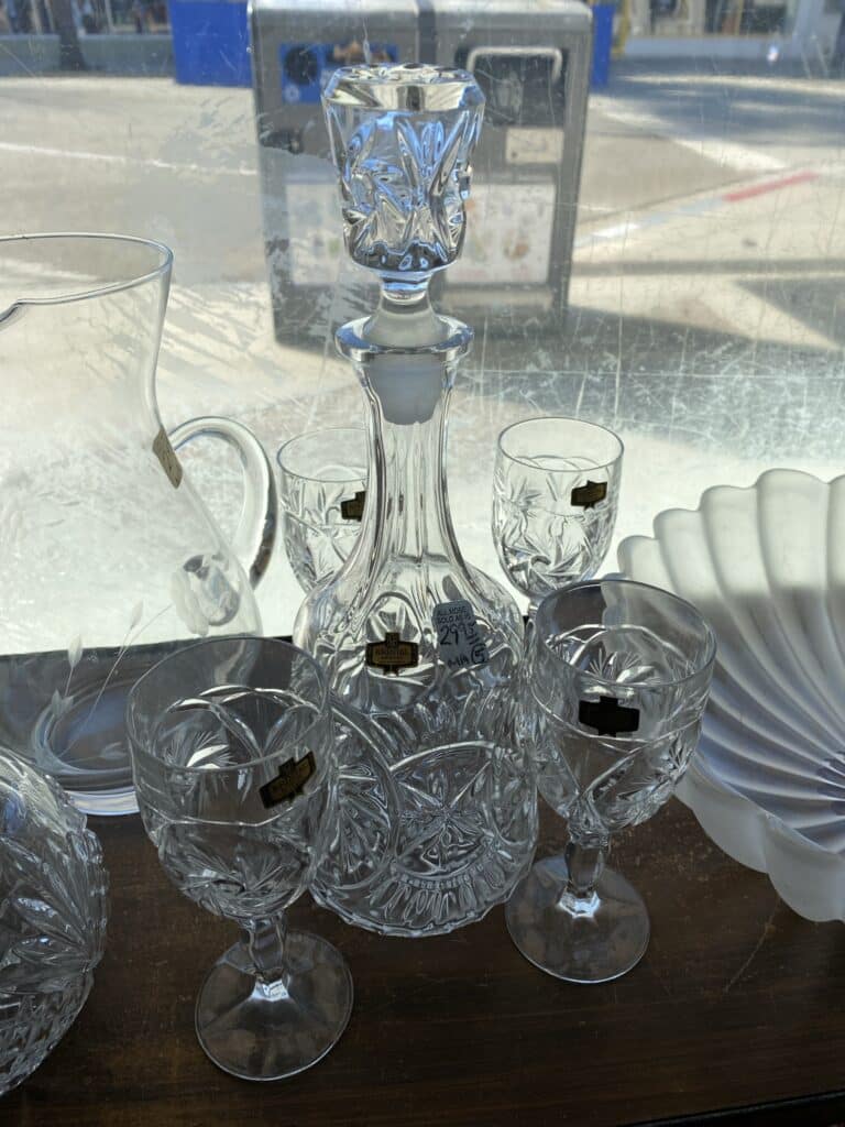 Crystal Decanter set from antique shop in Downtown Ventura