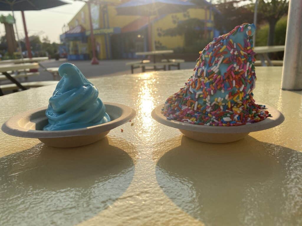 blue ice cream with sprinkles at Kings Island in Mason, Ohio