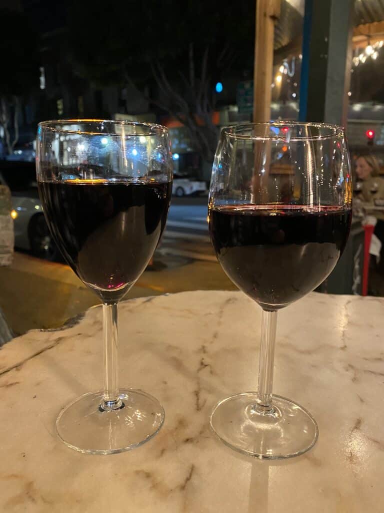Chianti and Merlot from Caffe Macaroni in San Francisco
