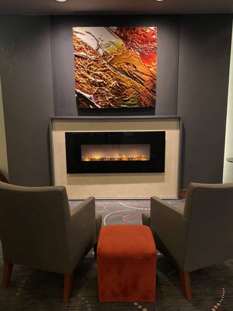 lobby fireplace at Club Quarters San Francisco