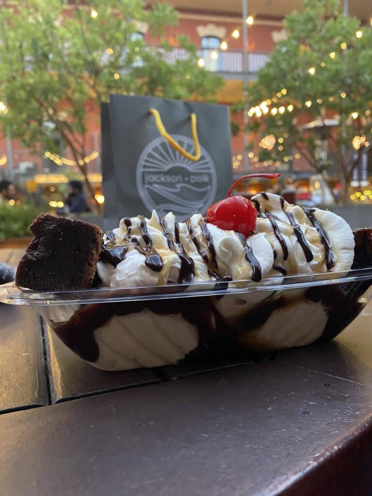 brownie sundae from Ghirardelli Square in San Francisco