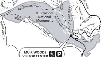 Muir Woods National Monument San Francisco - map of hiking trails