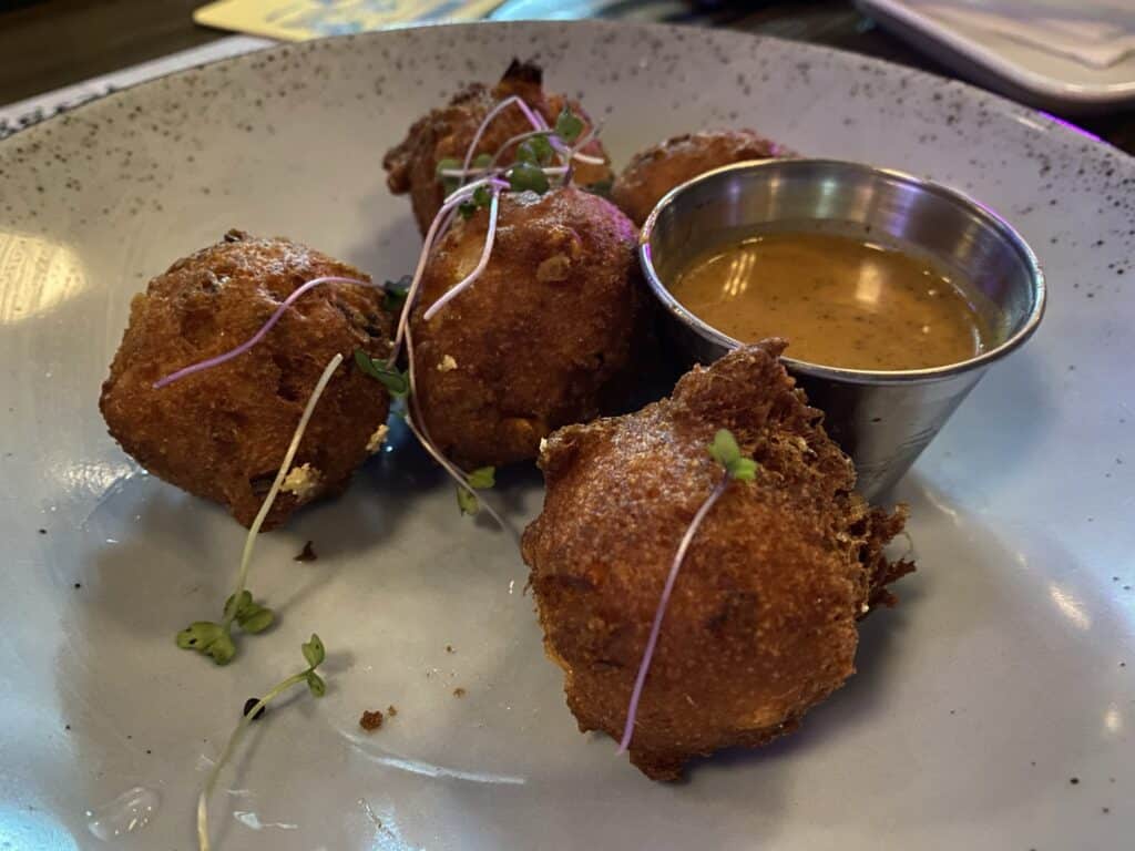Bosscat Kitchen and Libations Appetizers - Pulled Pork Hushpuppies