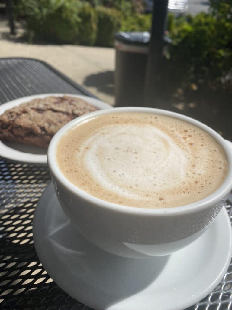 Historic Downtown Murphys Gold Country Roasters Coffee Shop - Almond Joy Espresso and Double Chocolate Scone