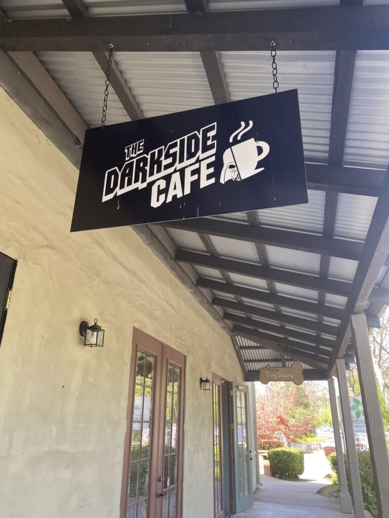 A Star Wars Themed coffee shop in Historic Downtown Murphys called The Darkside Cafe