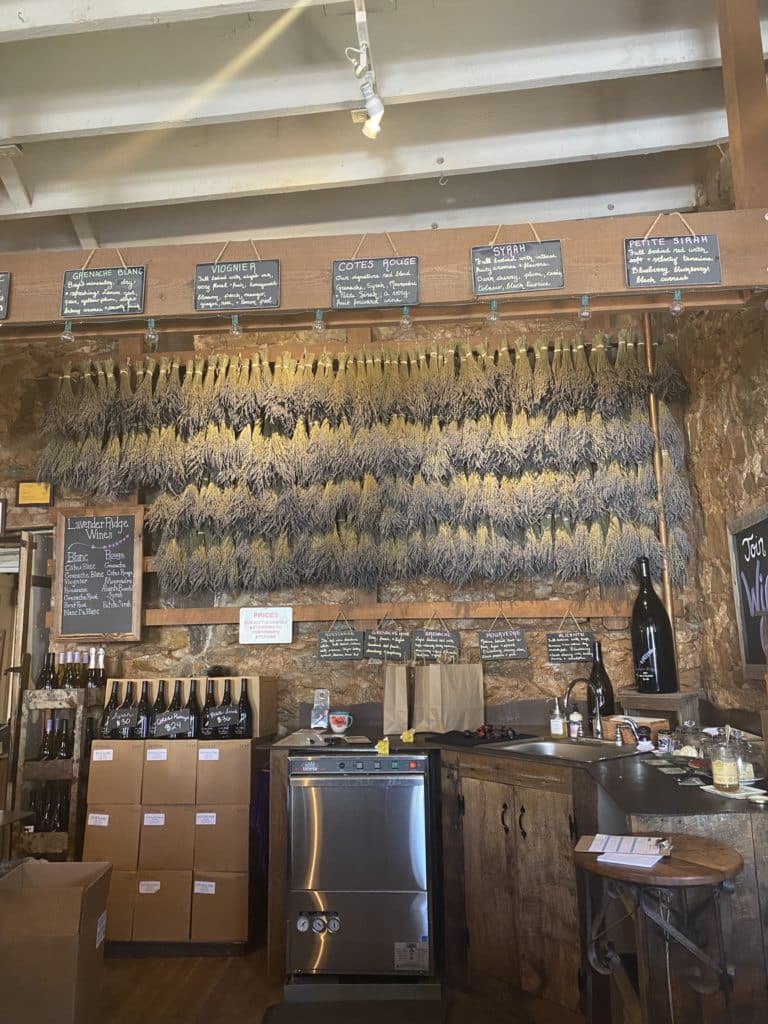 Lavender Ridge Vineyards Tasting Room in Historic Downtown Murphys