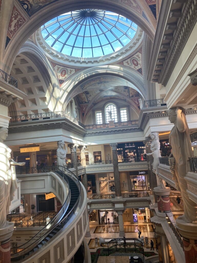 View of The Forum Shops at Caesars Palace - part of a couples weekend getaway in Las Vegas
