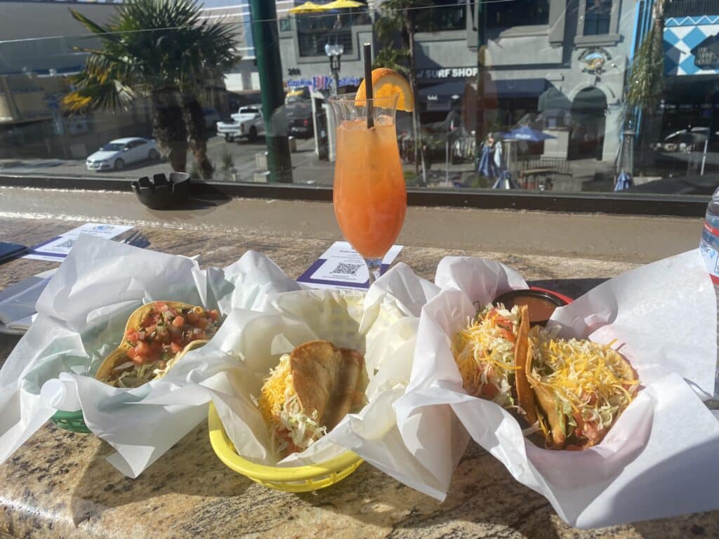 drink and tacos from Hurricane's Bar & Grill