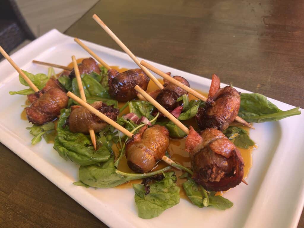 bacon wrapped, blue cheese stuffed dates from Citrus City Grille in Old Towne Orange