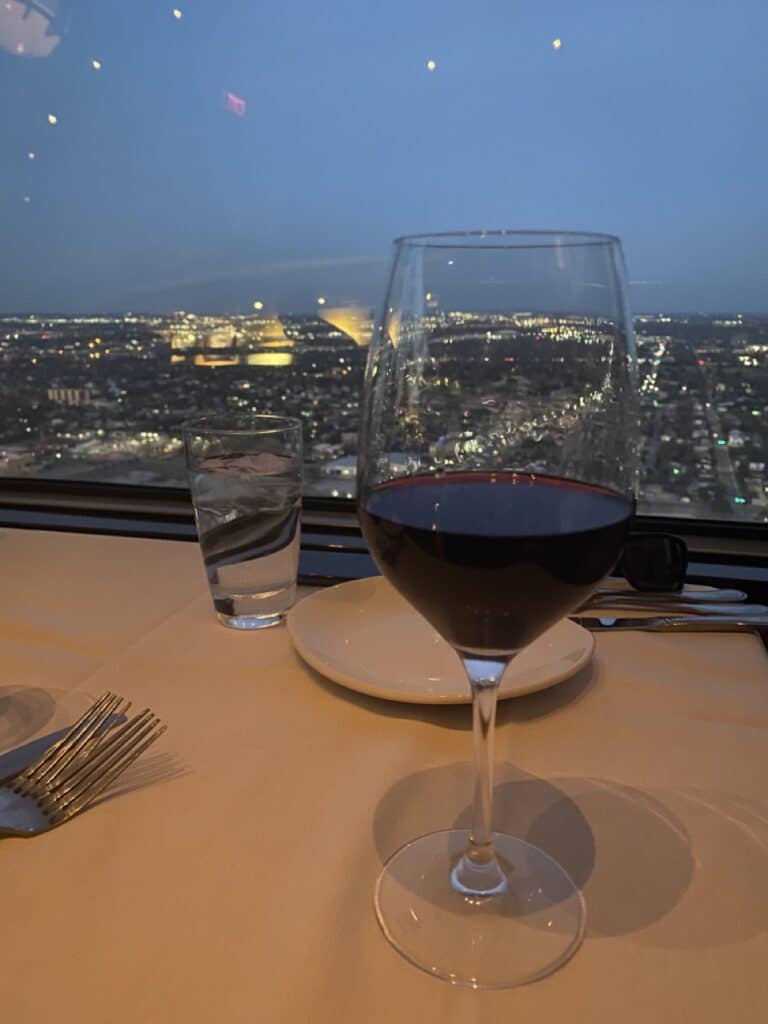 Chart House at the Tower of the America's in San Antonio - glass of wine