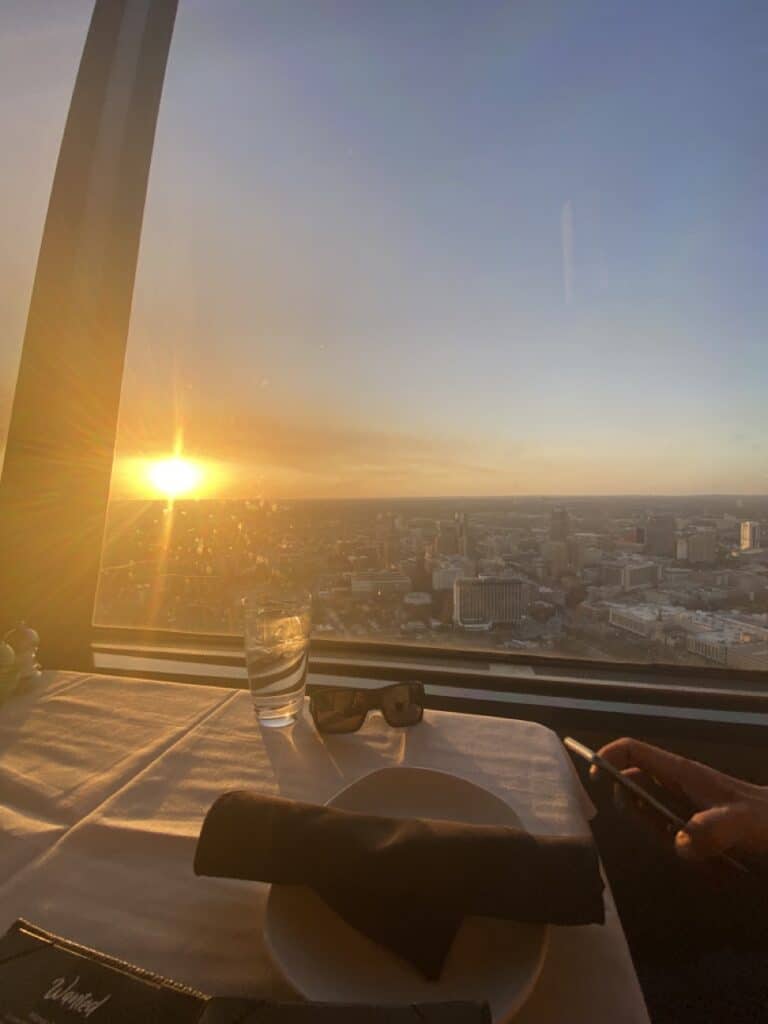 Chart House at the Tower of the America's in San Antonio - sunset table view