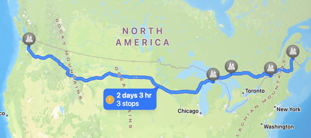 The Great Northern Road Trip from Maine to Washington - cross country route east to west