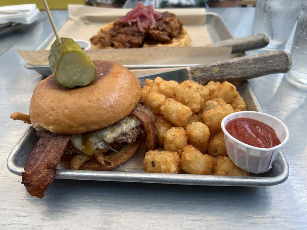 bacon burger from Pour Co in Downtown Fullerton