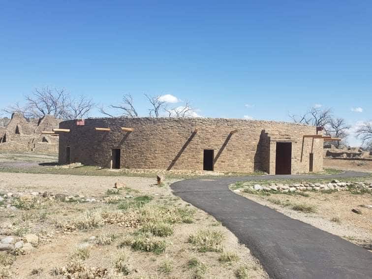 completed building structure along the trail at Aztec Ruins National Monument