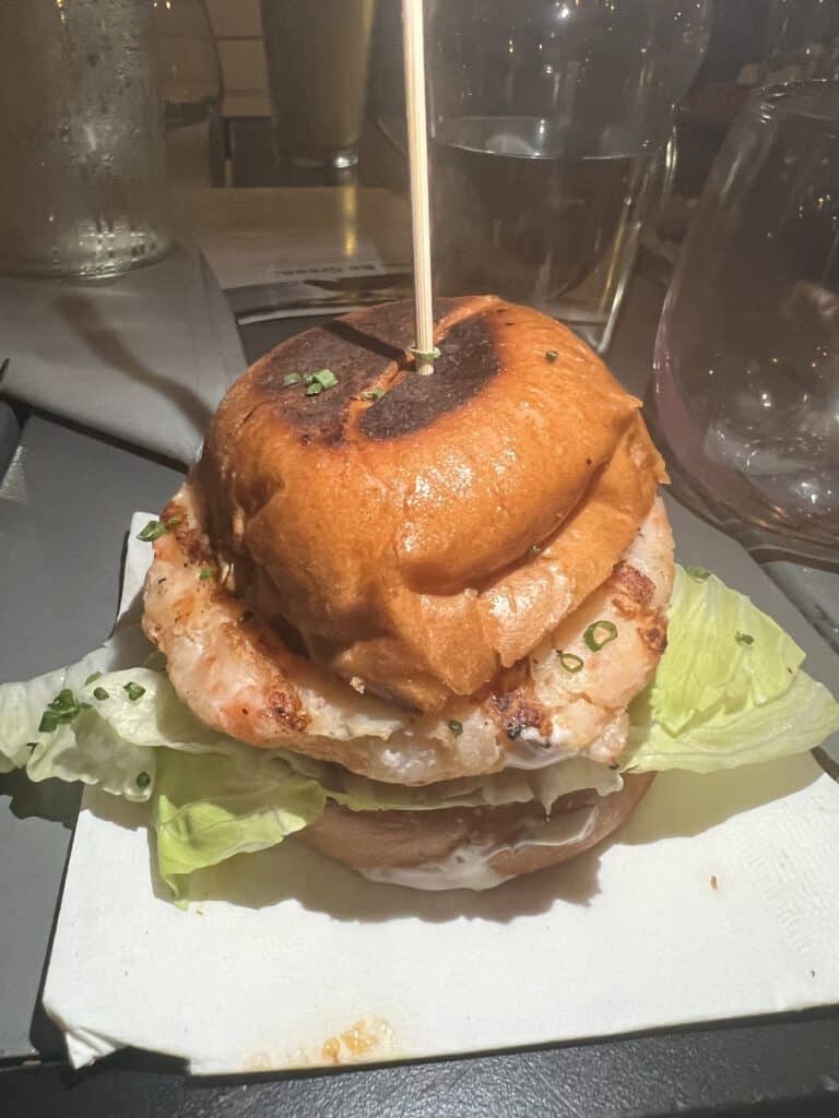 Shrimp Burger from Calico Fish House in Huntington Beach