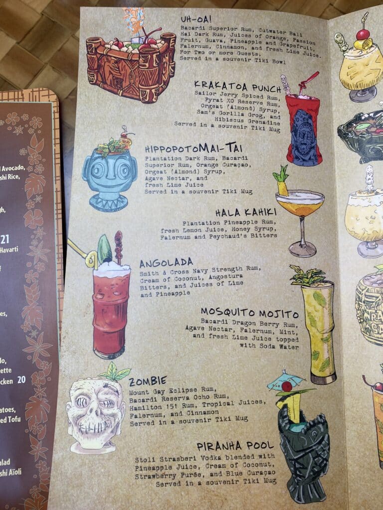 Trader Sam's Enchanted Tiki Bar Drink Menu